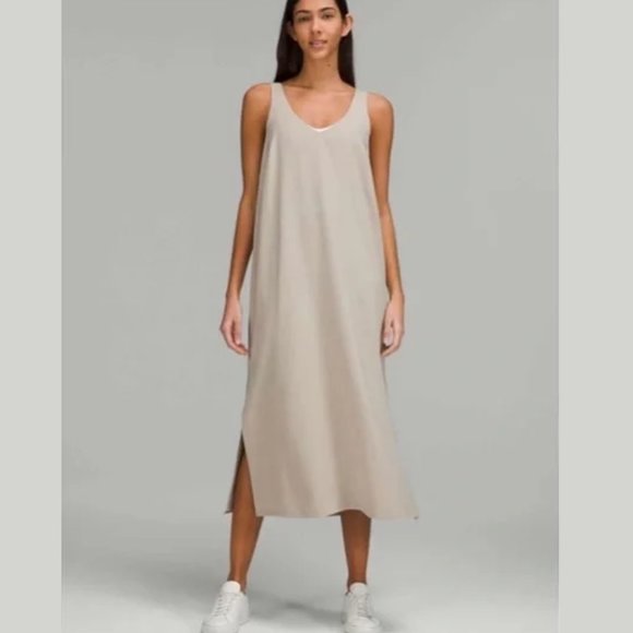 LULULEMON / 6 / Women's V-Neck Reversible Side Split Casual Midi Length Dress - Picture 1 of 11